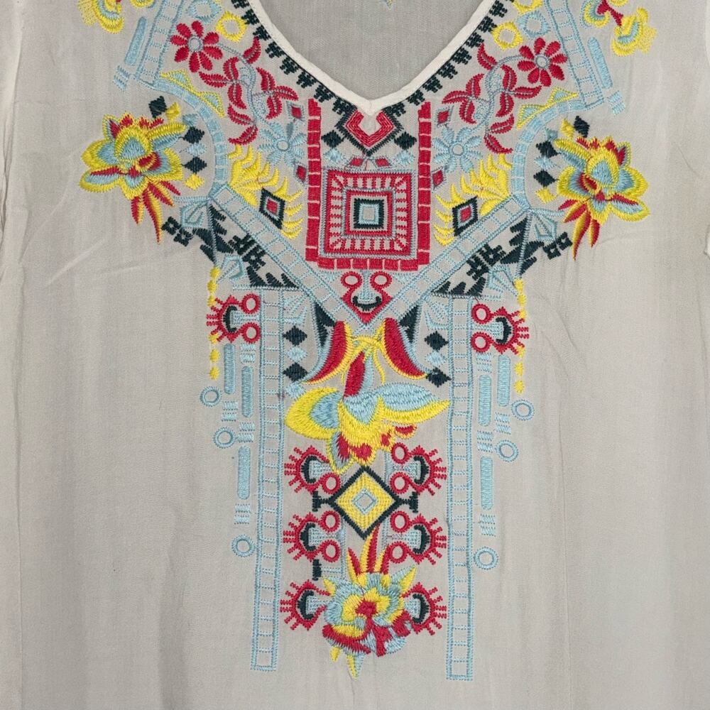 Solitaire Embroidered Womans Tunic Top Size Medium Long Sleeve Boho Festival - Picture 4 of 12